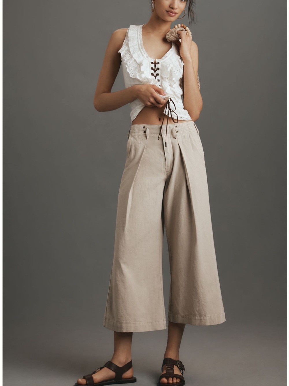 Pilcro linen blend wide leg cropped pants